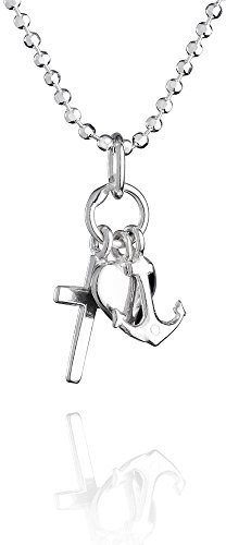 fish Mädchen Silberkette Sterling Silber 925 Mit Glaube Liebe Hoffnung Anhänger