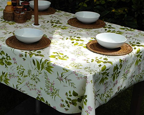 Nappe rectangulaire avec trou pour parasol, en PVC/vinyle, 140 x 300 cm, motifs herbes aromatiques