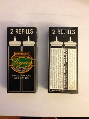 2 Boxes of Corkpops Wine Opener Refill Cartriges (2 - 15 Gram Screwless Wine Opener Refills per box) by Cork Pops