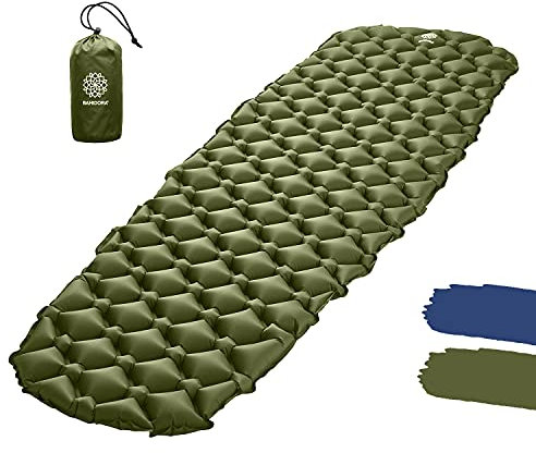 Bahidora® Isomatte Outdoor. Isomatte Camping Ultraleicht. Camping Matratze. Outdoor Matratze. Schlafmatte kleines Packmaß - ideal für Camping, Trekking und Backpacking (Grün)