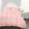 Lush Decor, Kemmy Quilt, set di biancheria da letto con volant testurizzato, 3 pezzi, per letto matrimoniale queen, pesca/rosa cipria