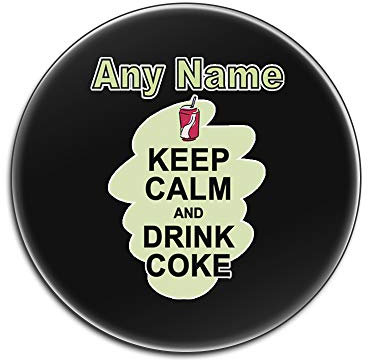 UniGift Dessous de verre brillant avec inscription « Keep Calm Drink Coke » (couleur du motif alimentaire) - Personnalisable, Noir , ROUND
