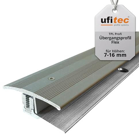 ufitec Profilsystem für Parkett- und Laminatböden - für Belagshöhen von 7-16 mm - viele Farben lieferbar (Flex Übergang 35 mm breit, Bronze Hell, 270 cm länge)