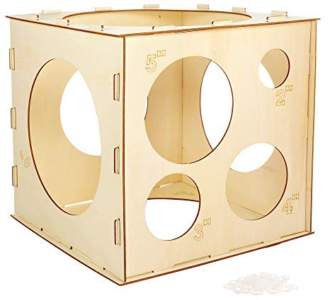 Auihiay 2-10 Inch Collapsible Wood Balloon Sizer Box Cube (9 Holes)