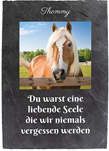 wandmotiv24 Gedenktafel Tiere Schiefer, 20x30cm, Wetterfest, Personalisiert mit Ihrem Haustier-Foto in Farbe, Name & Trauerspruch, Grabschmuck, Grabstein Hund Katze, Trauertafel Schiefertafel M0236