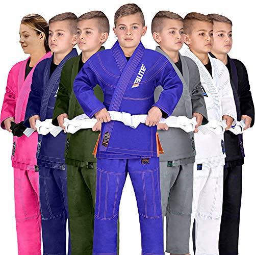 Elite Sports IBJJF Ultra Light BJJ Brazilian Jiu Jitsu Gi für Kinder mit sanforisiertem Stoff und kostenlosem Gürtel