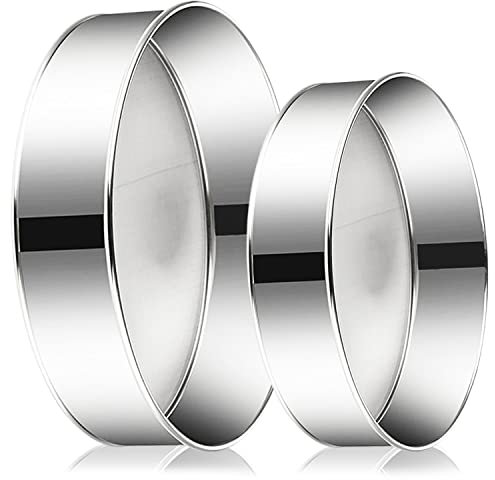 2 Pack Flour Sifter for Baking,Stainless Steel Fine Mesh Strainers,60 Mesh Round Sifter Steel for Baking Cake Bread (8-Inch and 10-Inch)
