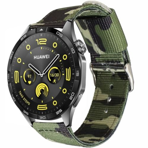 ESTUYOYA - Braccialetti in nylon compatibili con Huawei Watch GT 5/5 Pro 46mm/GT 4 46 mm/GT 3 Pro-46mm/Watch 4 Pro/Watch 3 Pro/Watch Ultimate colori mimetici militari verdi