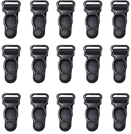 FSSTUD 100 Pièces Plastique Bretelle Clip Accessoire pour Porte Jarretelles Noir