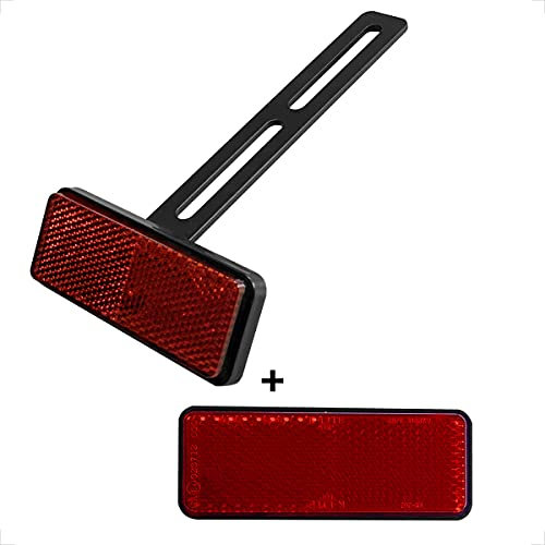evermotor Motorrad Reflektor hinten schmal rot mit Lange T-Halter, E4 E-geprüft Fahrrad Kennzeichen Rückstrahler Katzenauge Universal für ATV Roller Quad