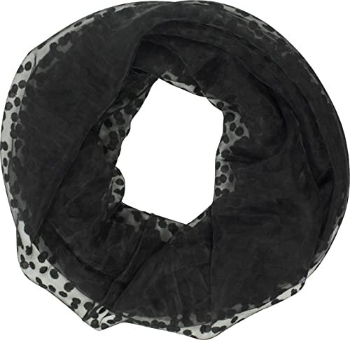 fashionchimp Loop Sommer-Schlauchschal für Damen mit Ausbrenn-Muster, Baumwolle und Polyester, leichter XXL Schal (Schwarz-Punkte)