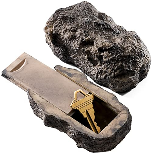 Ram-Pro - Roca falsa para esconder llaves de repuesto, se ve y se siente como piedra real, segura para jardín o patio al aire libre, geocaching