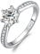 JewelryPalace Klassisch 6.5mm 1ct Rundschliff Moissanite Solitär Promise Ring Damen, Verlobungsring Damenring Ringe Silber 925 mit Stein für Frauen, Simulierte Diamant Jubiläum Eheringe Silberringe 49