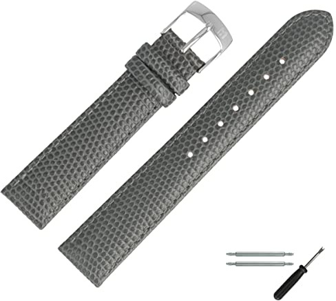 MARBURGER Uhrenarmband 18mm Leder Eidechse Prägung - Werkzeug Montage Set 78018