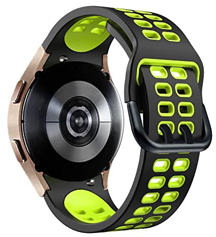 Cinturino Sportivo Compatibile per Samsung Galaxy Watch 6/5/4 40mm 44mm/Watch 5 Pro 45mm/Watch 6 Classic 43mm 47mm/Watch 4 Classic 46mm 42mm,28mm Cinturino di Ricambio in Morbido Silicone,Verde Nero