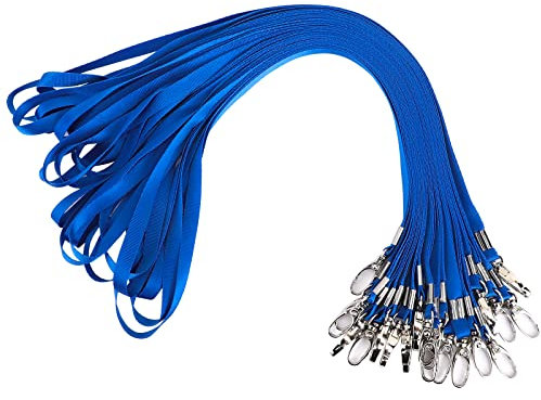 Segus Lanyards Blau Lang mit Karabiner aus Metall, ID, Schlüssel, Halsriemen Nackenband Geeignet für Männer Frauen als auch Kinder, 20 Stück Schlüsselbänder zum Umhängen, Reines Blau unbedruckt