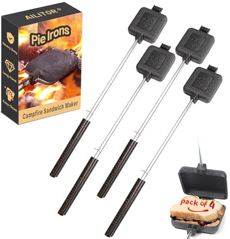 AILITOR Olla de hierro fundido para tartas de campamento, sandwichera de fogata (paquete de 4)
