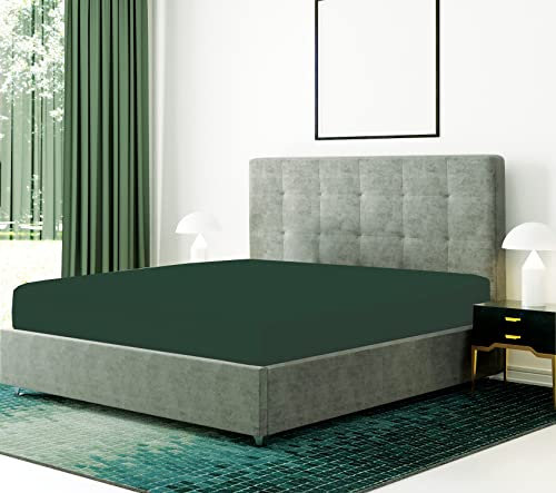 Bronwen Mathews® Drap-housse double en microfibre brossée, poche profonde jusqu'à 30 cm, ultra doux et respirant, infroissable, résistant à la décoloration et aux taches (double, vert bouteille)