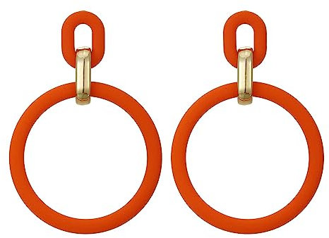 SIXDUTON Neon Creolen für Damen, Acryl Ohrringe Retro 80er 90er Jahre, Übertriebene Creolen für Kostüm Party Halloween, Accessoires Schmuck Zubehör (Orange)