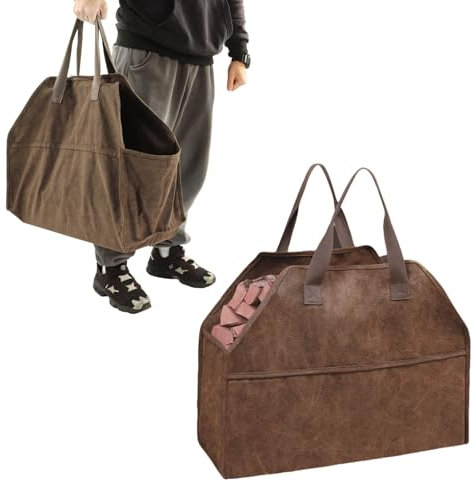 Borsa per Trasporto Legna da Ardere in Tela con Manico, Borsa Porta Legna per Esterni di Grande capacità per Campeggio