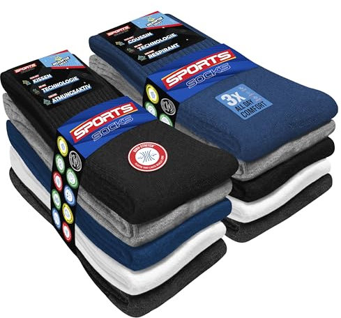 SOXCO 10 Paia Calzini Uomo Sportivi Spugna Running Trekking, Confezione da 10 (EU 43-46, Multicolore)