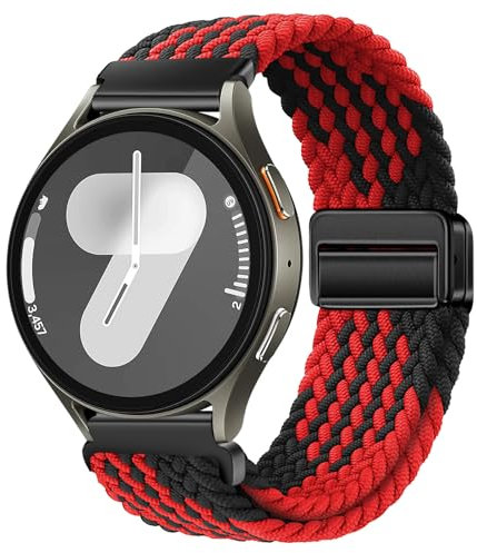 XMUXI 20mm Watch Straps Compatible with Samsung Galaxy Watch 7/6/5/4/FE/6 Classic/5 Pro/4 Classic/Huawe GT2/GT3 42mm Sport Strap Quick Release Vivoactive 6 Strap Nylon for Women Men Black Red