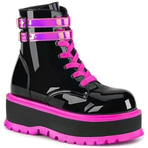 Ulalaza Damen Mary Jane Pumps, Lolita-Schuhe, süße Plattform, Gothic, Doppel-Knöchelriemen, runde Zehen, klobiger Absatz, Pumps, Dating, Nachtclub