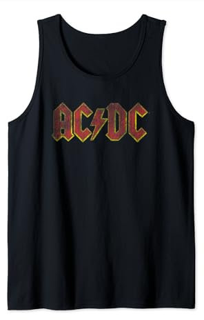 Official AC/DC Distressed Red Logo Band Vintage Roll Tank Top