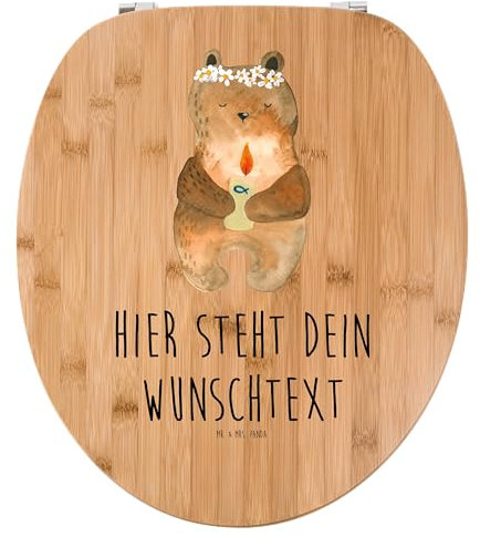 Mr. & Mrs. Panda Personalisierter WC Sitz Motiv Bär Kommunion - Personalisierte Geschenke, Toilettendeckel, Taufkerze, Klodeckel, Gottes Segen, Teddy, WC-Sitz, Katholisch, Klobrille, mit Namen
