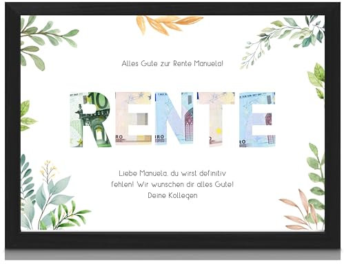 Milaboo® personalisiertes Geldgeschenk Rente I besonderes Poster Geschenk mit ausgestanzten Motiven
