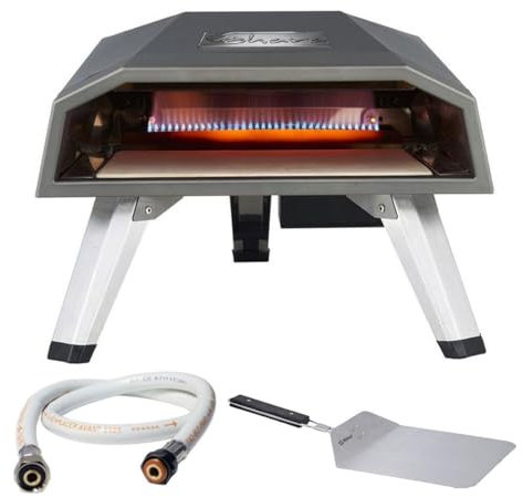 Four a pizza gaz 4400W Cuisson 3 min 450°C + Tuyau à gaz Prémonté Allumage piézo Garantie 5 ans + Pelle à pizza