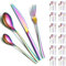 Couverts 48 Pièces Service pour 12, ReaNea Couverts en Placage Titane Arc-en-ciel comprenant Couteaux, Cuillères, Fourchettes, Cuillères à Thé, Lavable au Lave-Vaisselle