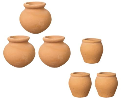 SUPVOX Lot De 6 Pots en Terre Cuite pour Succulentes Mini Pots Ronds en CéRamique 3 Grands Et 3 Moyens IdéAux pour Bureau Et ÉTagèRe Parfait pour Bouturage Et Semis