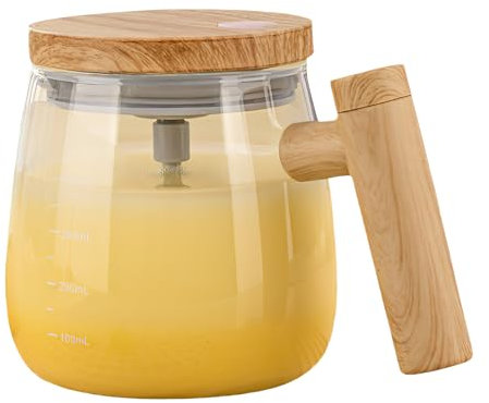 DAWRIS Selbstrührende Tasse Elektrischer Rührkaffeebecher Self Stirring Mug Kaffeetasse mit Deckel und Rührstab Selbstrührender Becher 13,5 Unzen Kaffeetasse Glas,Geschenke für Frauen Männer