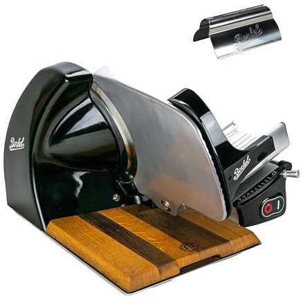 Berkel Aufschnittmaschine Home Line 250 in rot - Premium Schneidemaschine inkl. handgefertigtem Einlegebrett aus Fassholz + zusätzlich Aufschnittzange original von Berkel - Sonderangebot, HL250