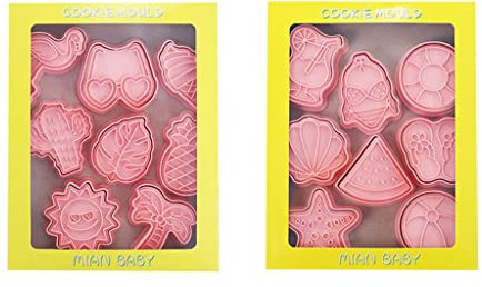 16Pcs/Set DIY Cartoon Summer Biscuit Molds Cookie Cutters Biscuit Molds Plastic Cookie Stamps Cookie Decorating Tools