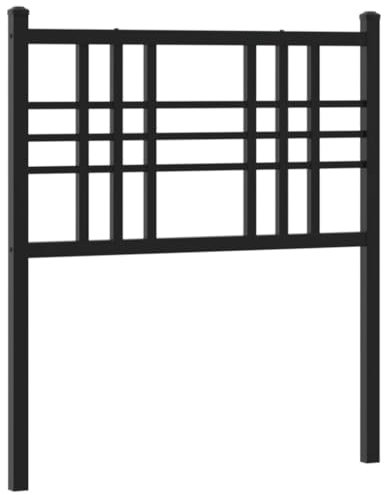 vidaXL Kopfteil, Bettkopfteil mit Metallbeine, Betthaupt für Bett Metallbett Einzelbett, Bettrückwand Bettzubehör Schlafzimmer, Schwarz 80cm Metall