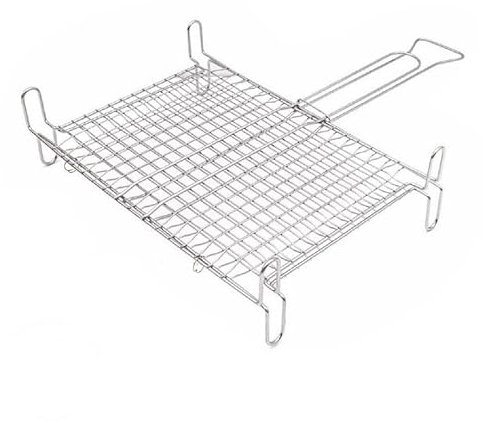 Griglia per Cottura Barbecue BBQ 27x27 cm Graticola Incrociata in Acciaio Inox Ottima qualità con Piedini