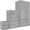 High Gloss Bedroom Furniture Set 3 Piece Bedroom Set with Gloss 3 Door Wardrobe 5 Drawer Chest of Drawers + 2 Drawer Bedside Table Cabinet for Bedroom Storage Set, Grey