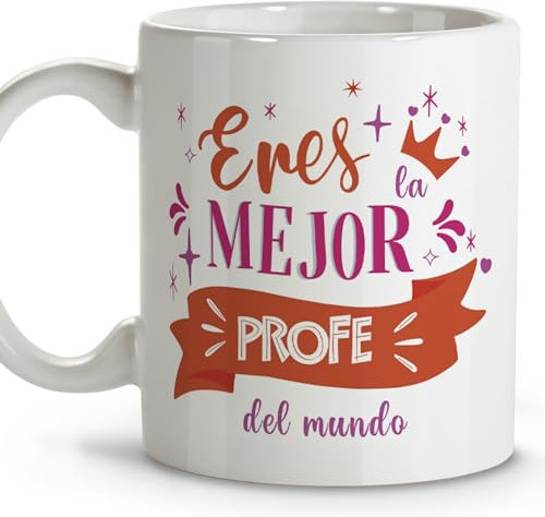 Regalo maestra. Tazas de cafe originales. Taza personalizada. Regalos originales para profesores. Taza cerámica 330 ml.