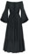 SCARLET DARKNESS Damen Maxi Kleider Off Shoulder Langarm Rüschensaum Festlicher Kleider Schwarz M