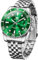 OLEVS Herrenuhr aus Silber Klassisches Luxus Diamant Watch for Men Grün Großes Gesicht Edelstahl Analoger Quarz Uhren Herren Stylish Wasserdicht Leuchtend Vergrößern Datum Herren Kleid Uhr