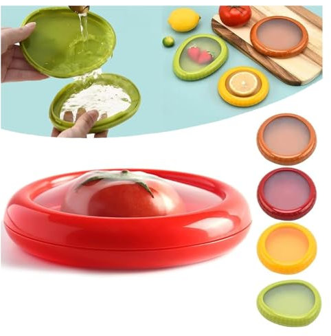 EHOTER Silicone Fruit Storage Box 2024 New Silicone Fruit Storage Containers, Upgraded Material,Silicone Fruit Storage Containers for Fridge Unique Seal (Tomato)