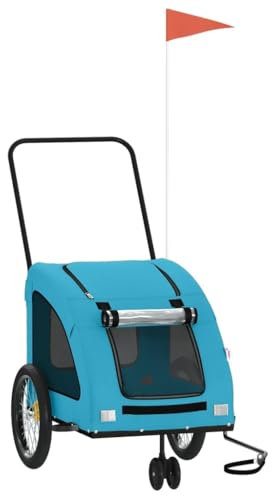 vidaXL Fahrradanhänger Hunde Blau Oxford-Gewebe und Eisen