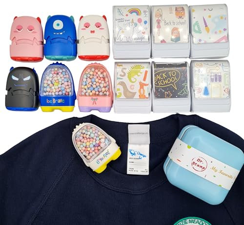 Dr. Stamp - personalised name stamper for kids clothes school uniform care home. Special fabric ink, works on cloth labels, no come off stick sticky name labels tags in The wash!