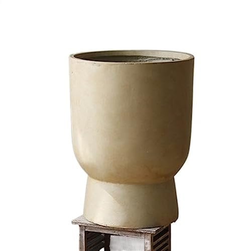 sjdoPulse Flower Planter Pot Floor Plant Pots Cement Goblet Shape Planters Large Simple Solid Color Green Plants Floriculture Flower Pots For Bedroom/Study/Living Room Pla,Brown,Large