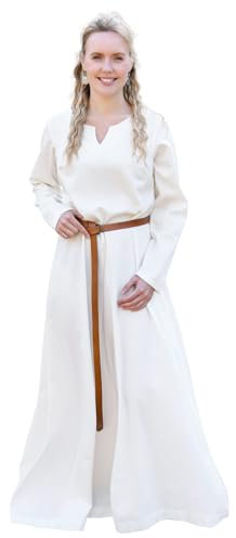 Battle-Merchant – Leichtes Mittelalter Kleid Milla – Wikinger Kleid für Damen – Mittelalter, Kostüm, LARP, Fantasy (L, Natur)