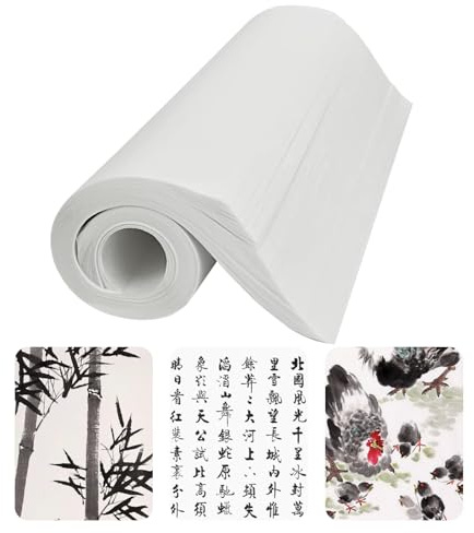 Hugwish 120pcs papier de riz xuan paper pour Calligraphie chinoise, peinture chinoise, Peinture, dessin, feuille de riz, rice paper 35 x 25cm (Papier Xuan mi-cru et mi-mûr)