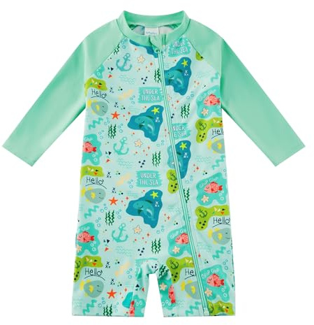 Costume da Bagno Intero per Neonato Protezione Solare UPF 50+ con Cerniera Intera Costume da Bagno per Bambini Piccoli (9-12mesi)