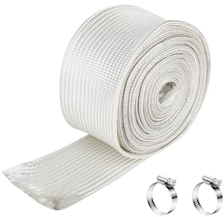 XTDMJ Abgasschlauch für Stromerzeuger 25mm, 300cm Abgasrohre Standheizung Isolierung Schlauch Stromerzeuger High Temp Fiberglass Sleeving mit 2 Clips